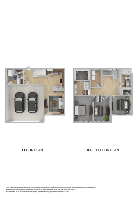 Floor plan for 3 beds, 2.5 baths, 1407 sqft